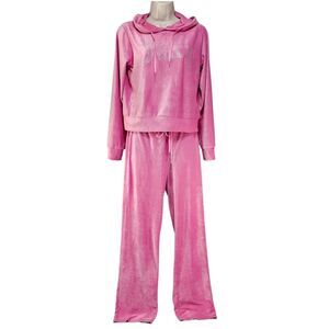 Juicy Couture Pink Studded Ribbed Velour 2pc Lounge Pajama Set Size Small